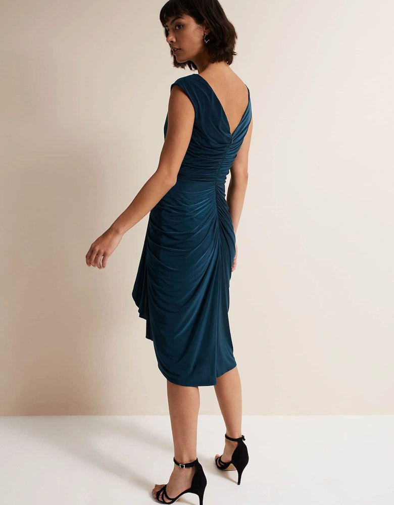 Donna Teal Bodycon Midi Dress