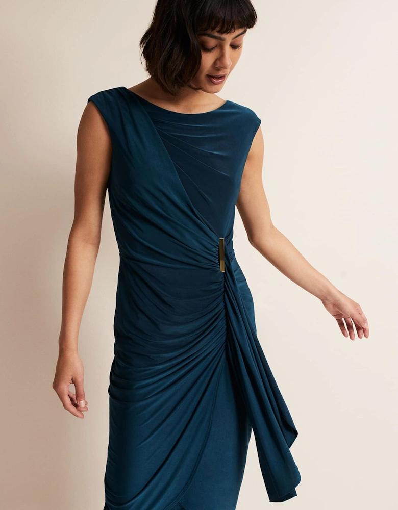 Donna Teal Bodycon Midi Dress