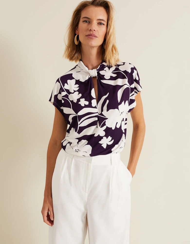 Farley Floral Twist Neck Top