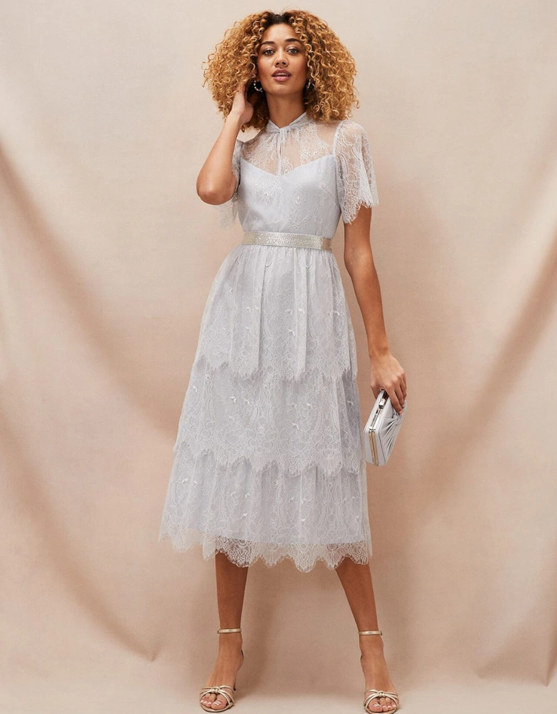 Ginnie Lace Tiered Midi Dress