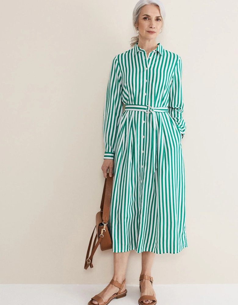 Ida Stripe Shirt Midi Dress