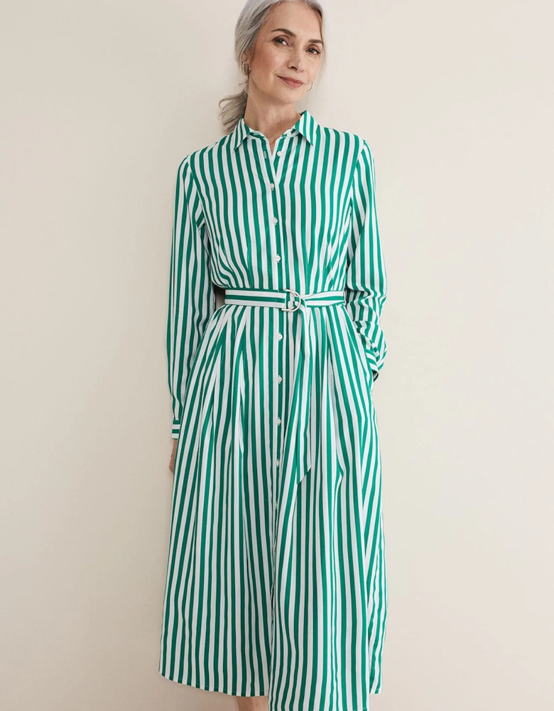 Ida Stripe Shirt Midi Dress