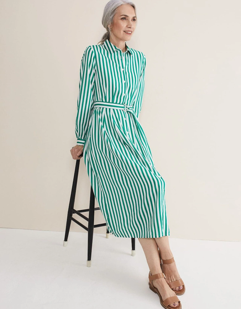 Ida Stripe Shirt Midi Dress