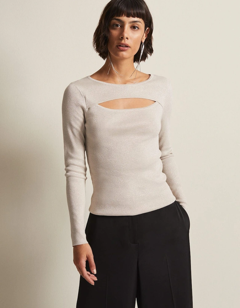 Ciara Cut Out Lurex Knitted Top