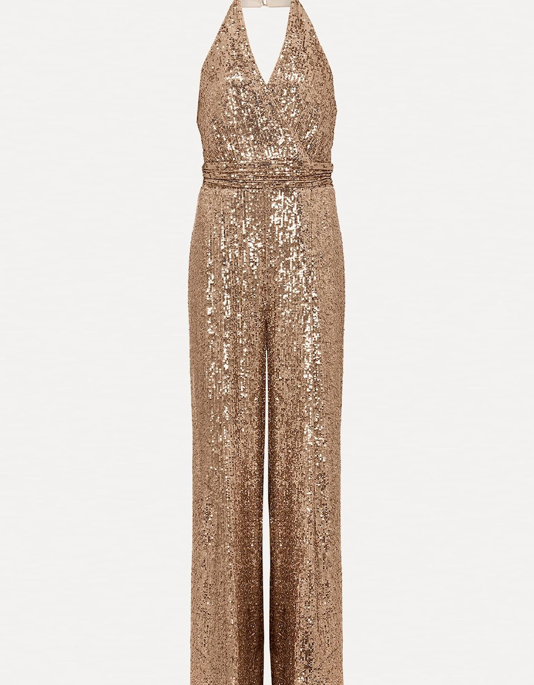 Clarabella Gold Sequin Halterneck Jumpsuit