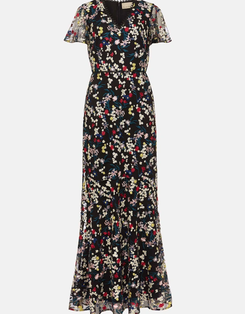 Daiva Embroidered Fishtail Dress