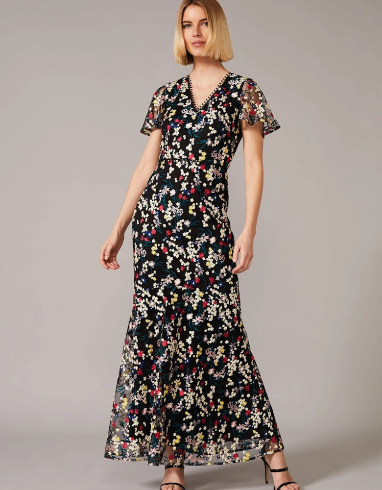 Daiva Embroidered Fishtail Dress