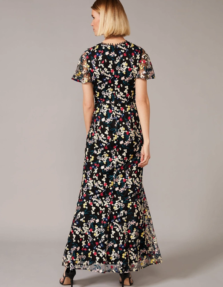 Daiva Embroidered Fishtail Dress