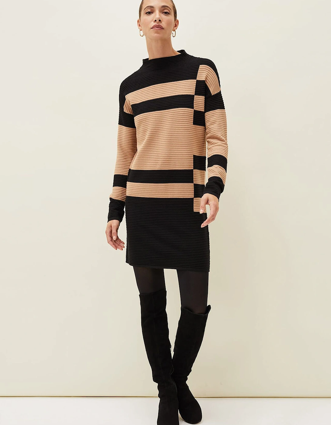 Azera Colourblock Textured Knit Dress