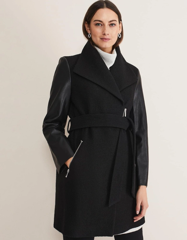 Tori Wool Contrast Sleeve Coat