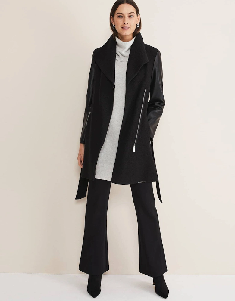 Tori Wool Contrast Sleeve Coat