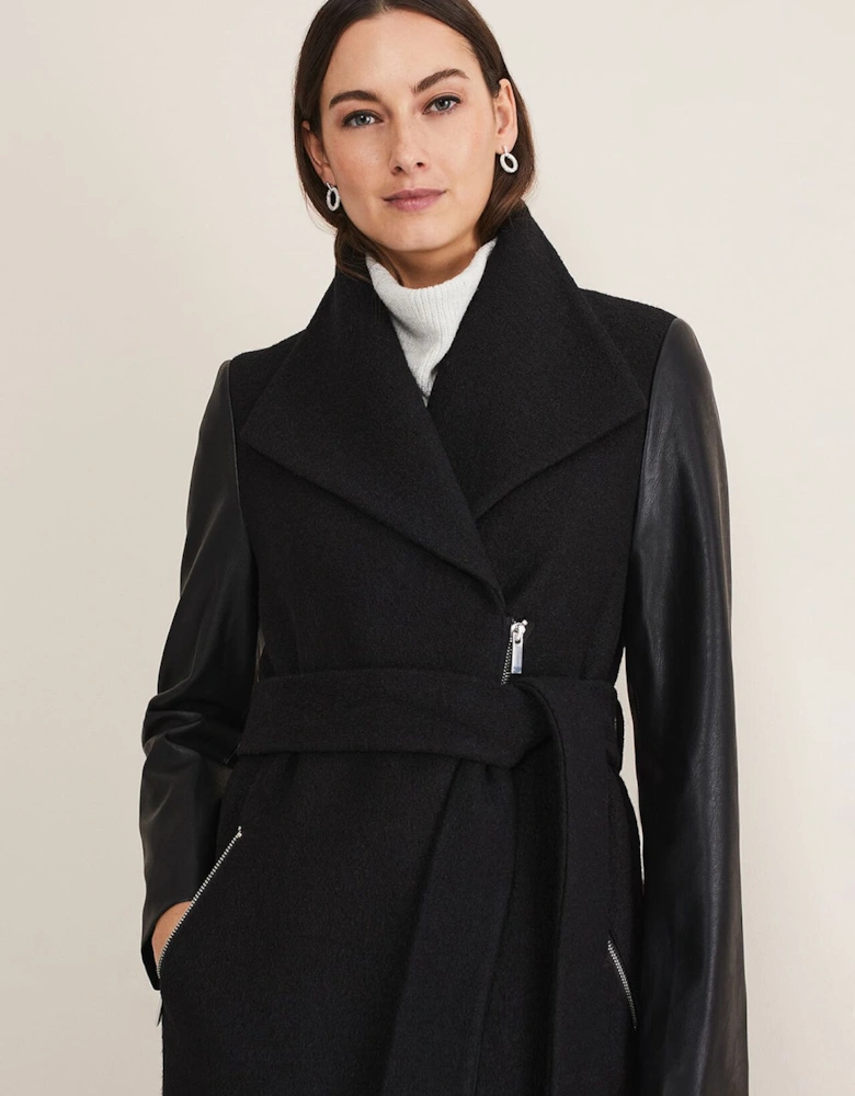 Tori Wool Contrast Sleeve Coat