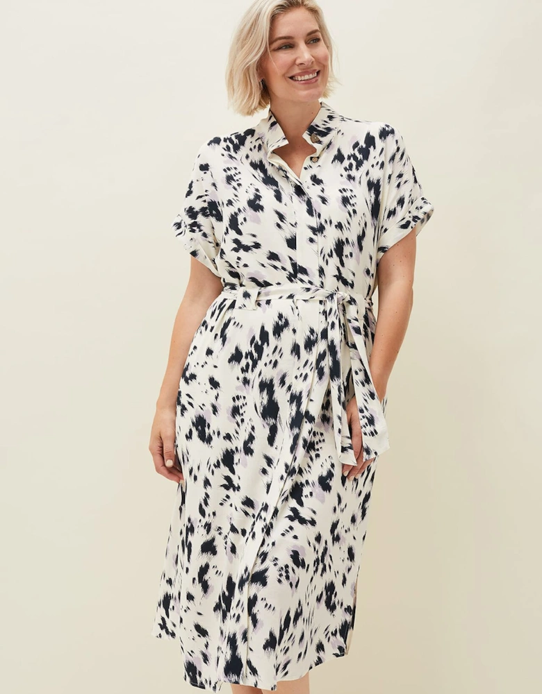 Tilda Abstract Print Tie Waist Shirt Dress