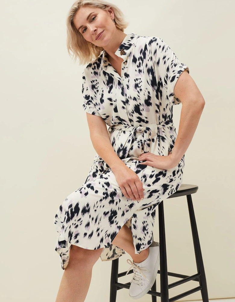 Tilda Abstract Print Tie Waist Shirt Dress