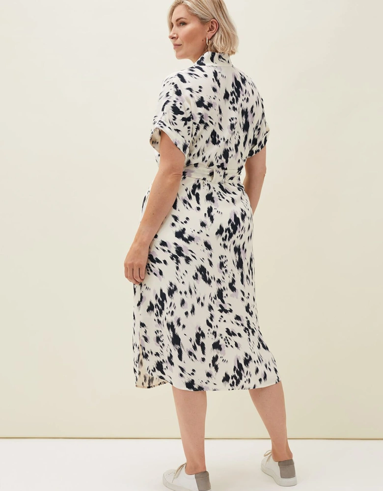 Tilda Abstract Print Tie Waist Shirt Dress