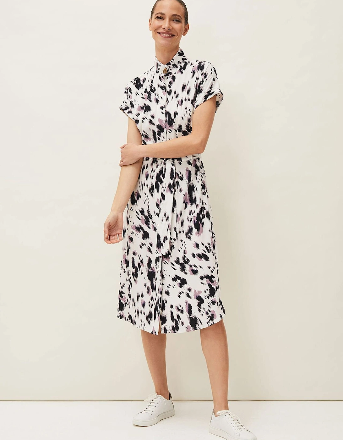 Tilda Abstract Print Tie Waist Shirt Dress