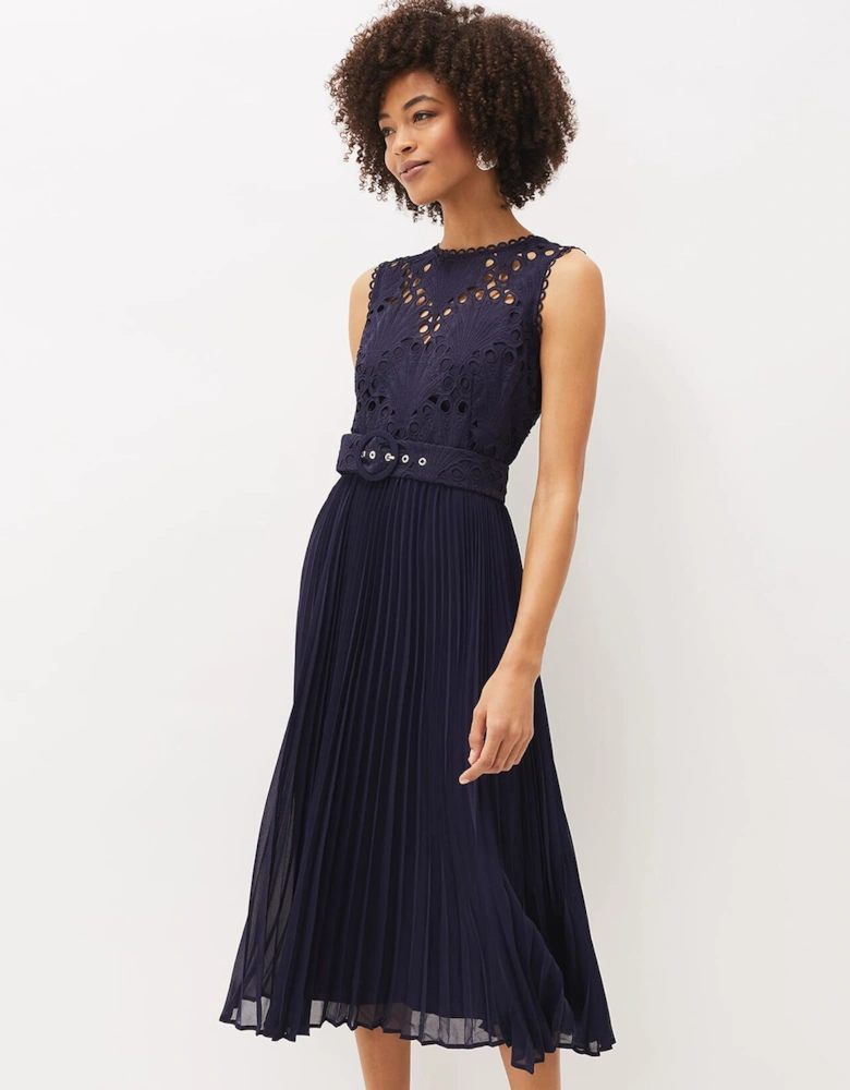 Amora Lace Bodice Pleated Dress