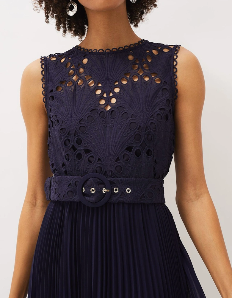 Amora Lace Bodice Pleated Dress