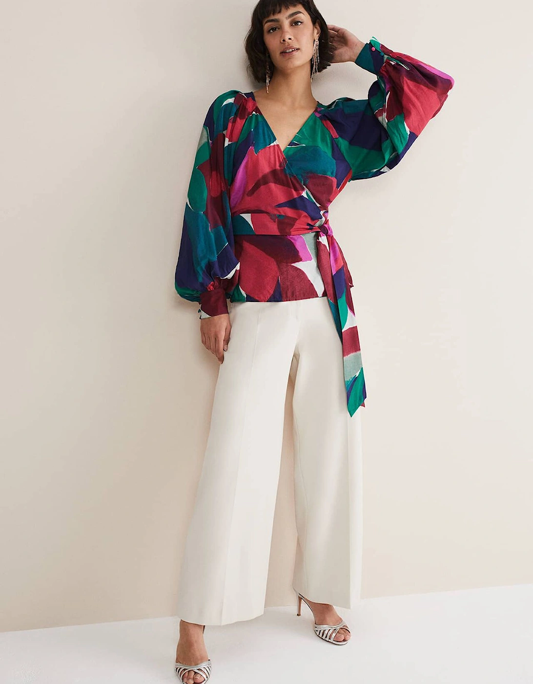 Shalni Abstract Floral Wrap Top