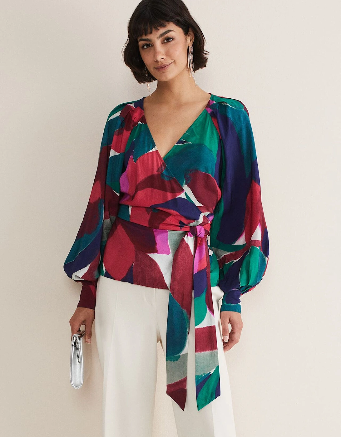 Shalni Abstract Floral Wrap Top