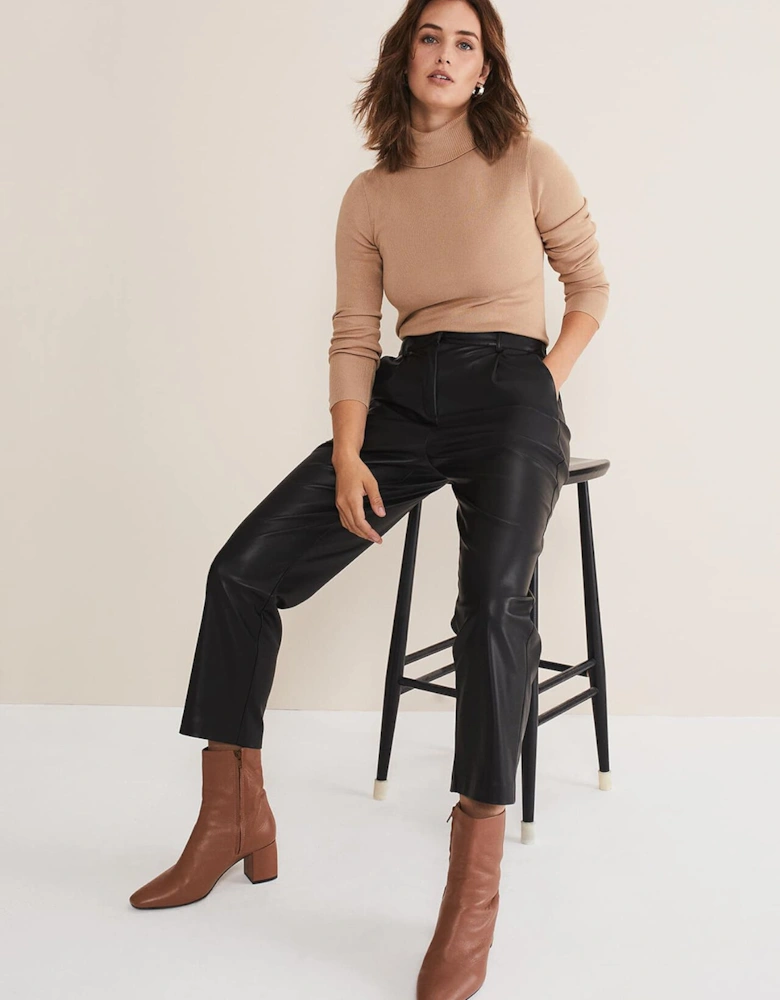 Rya Pleather Straight Leg Trouser