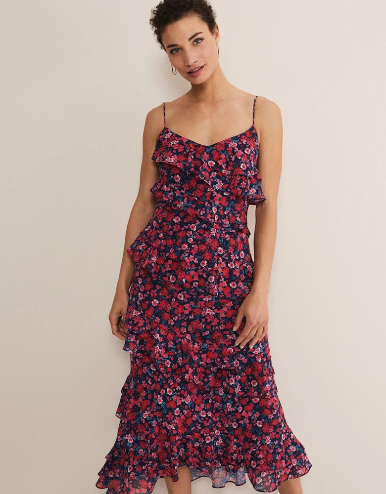 Ballie Floral Ruffled Midi Dress