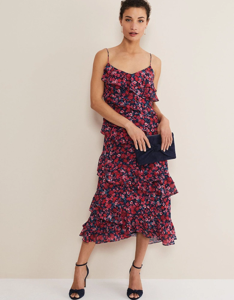 Ballie Floral Ruffled Midi Dress