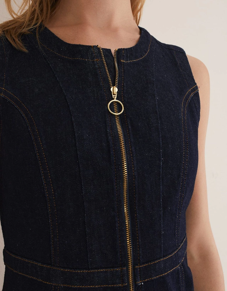 Anwen Fitted Denim Midi Dress
