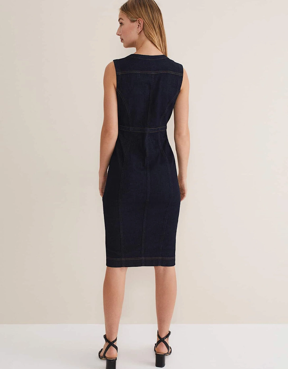 Anwen Fitted Denim Midi Dress