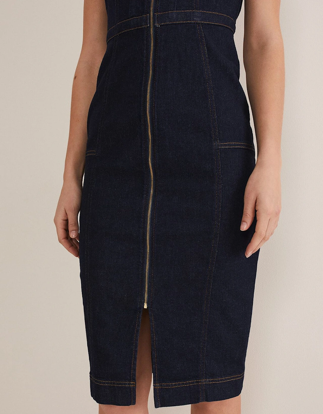 Anwen Fitted Denim Midi Dress