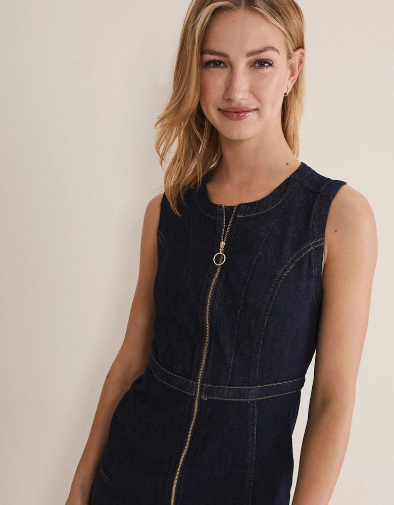 Anwen Fitted Denim Midi Dress
