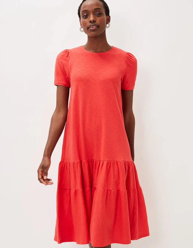 Elizebeth Cotton Tiered Midi Dress