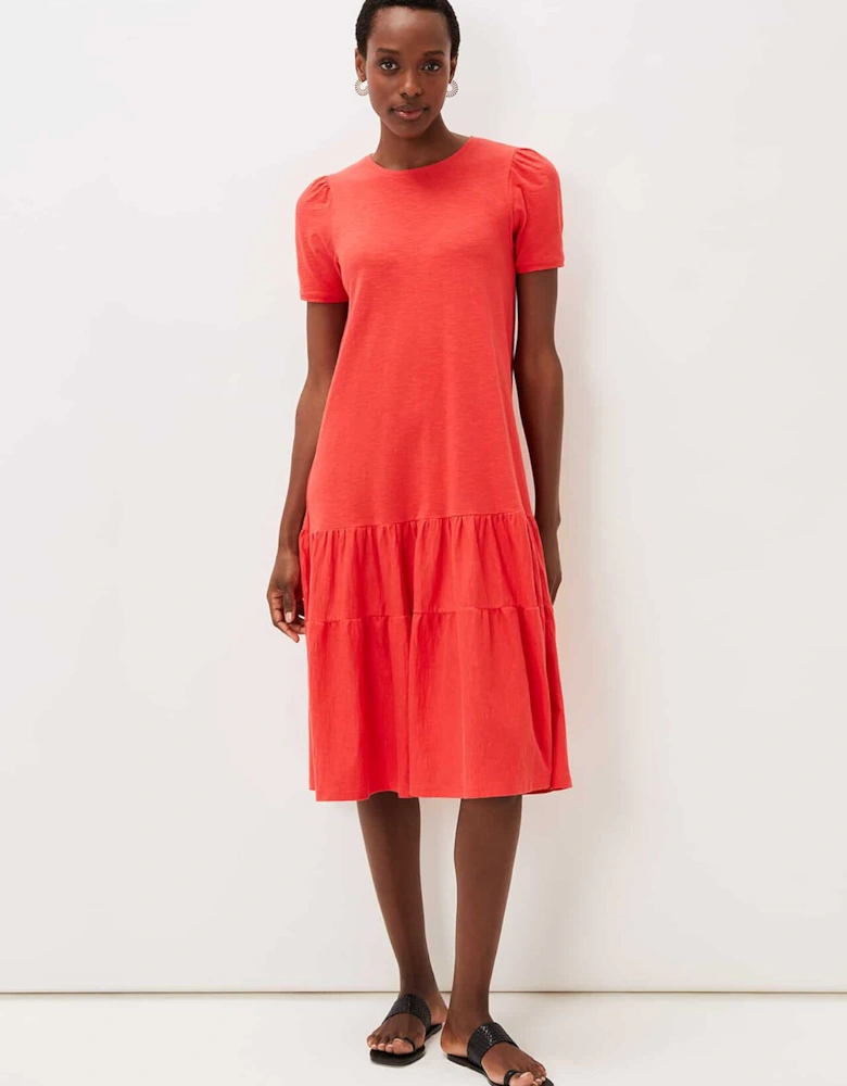 Elizebeth Cotton Tiered Midi Dress