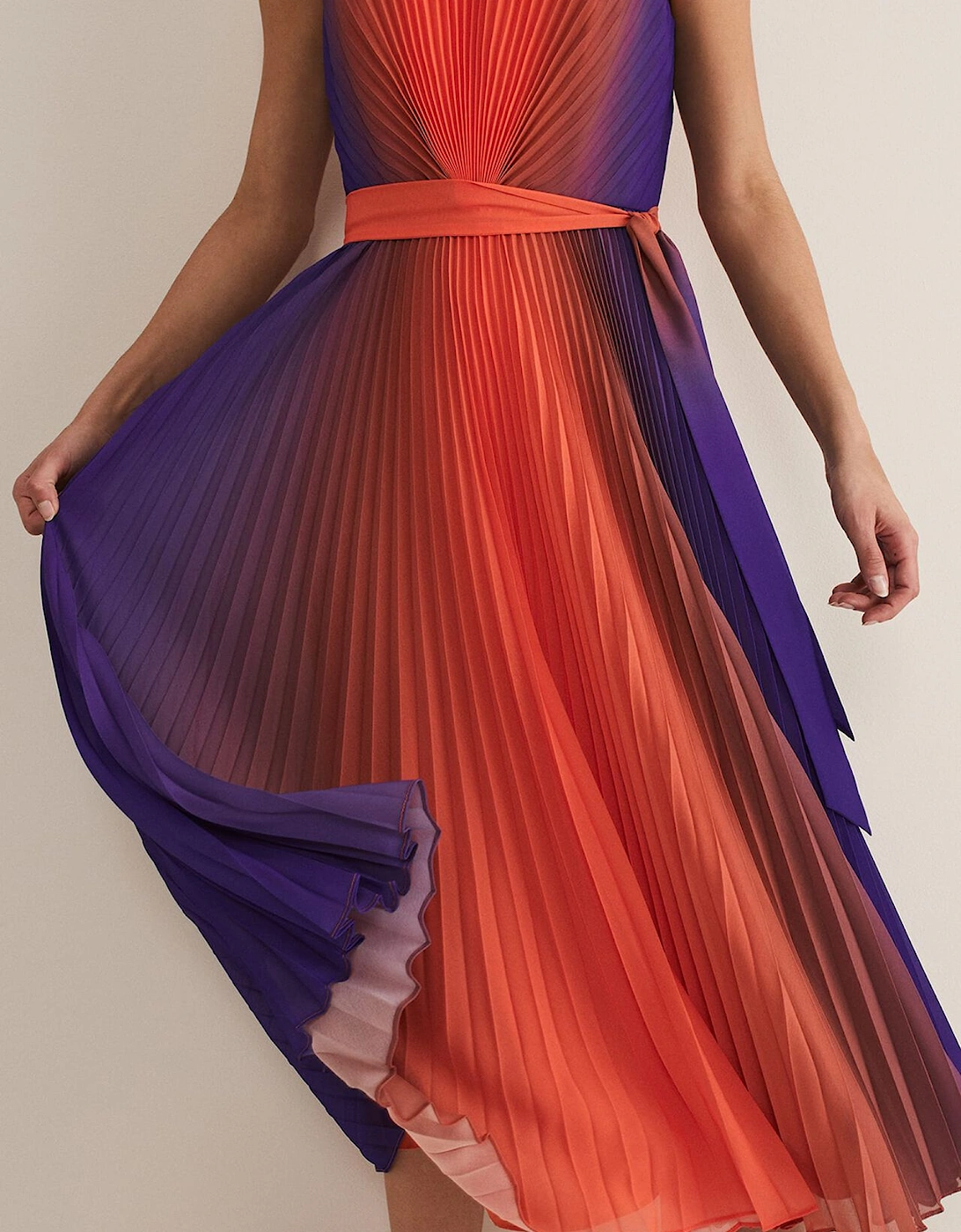 Simara Ombre Pleated Midi Dress