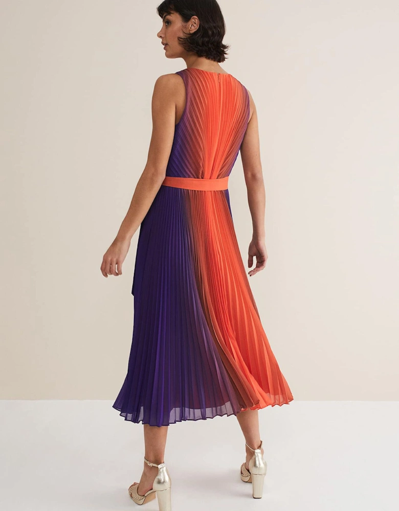 Simara Ombre Pleated Midi Dress