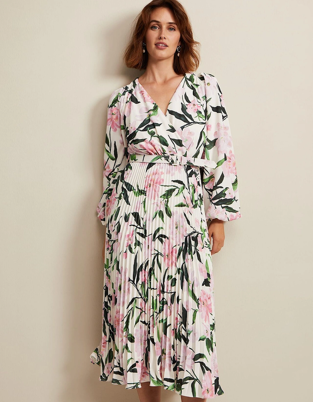 Penny Floral Pleat Midi Dress