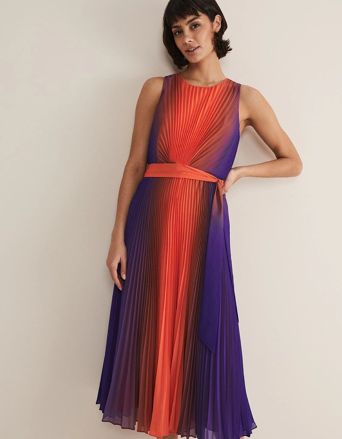 Simara Ombre Pleated Midi Dress