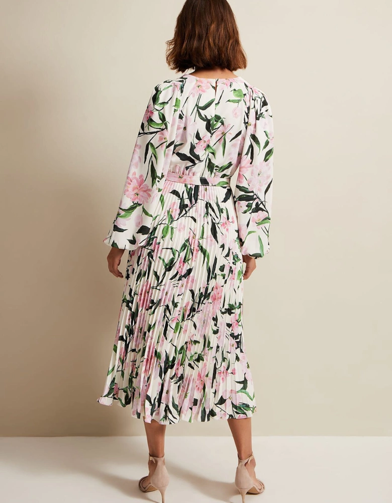 Penny Floral Pleat Midi Dress