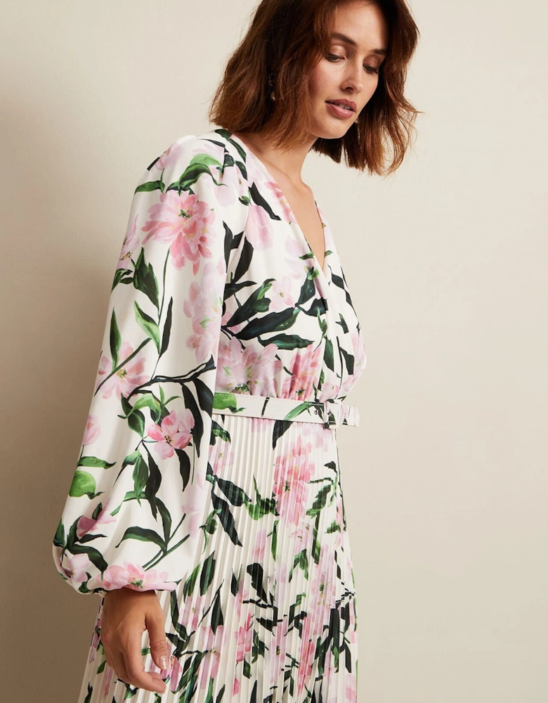 Penny Floral Pleat Midi Dress