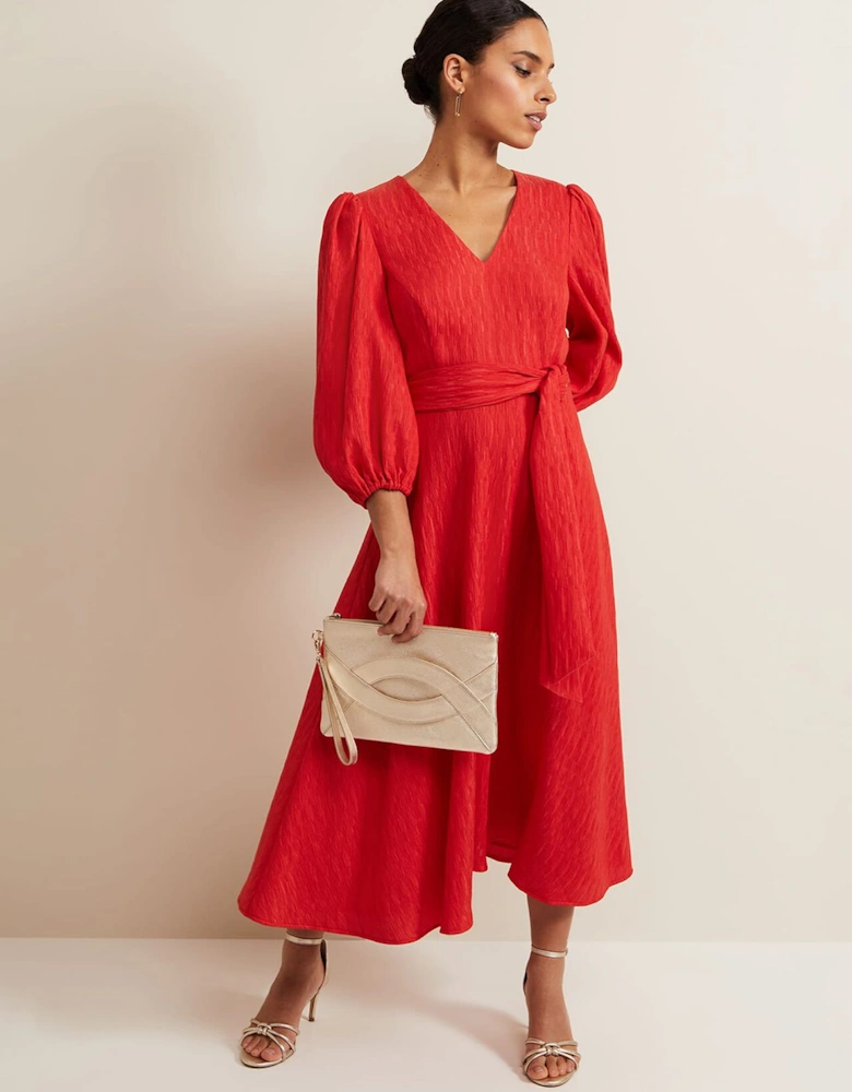 Petite Marilyn Puff Sleeve Midi Dress