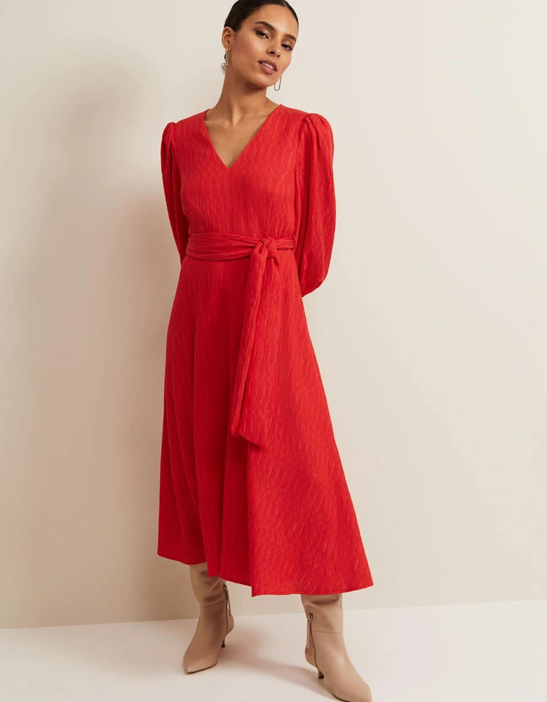 Petite Marilyn Puff Sleeve Midi Dress