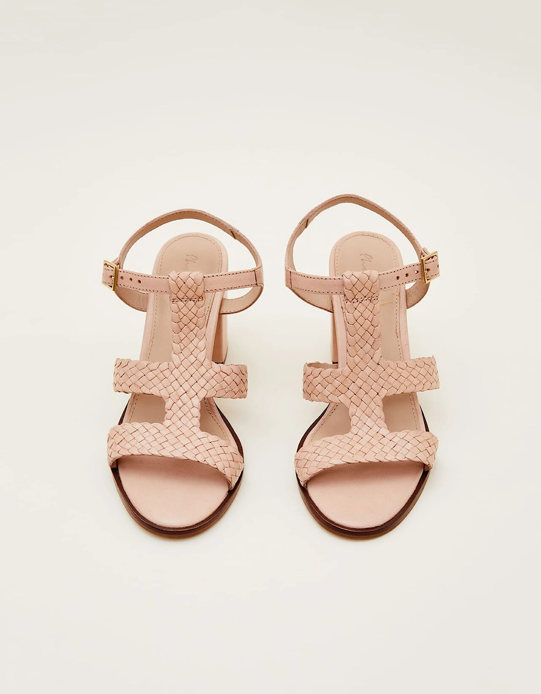 Plaited T Bar Heeled Sandal Shoe