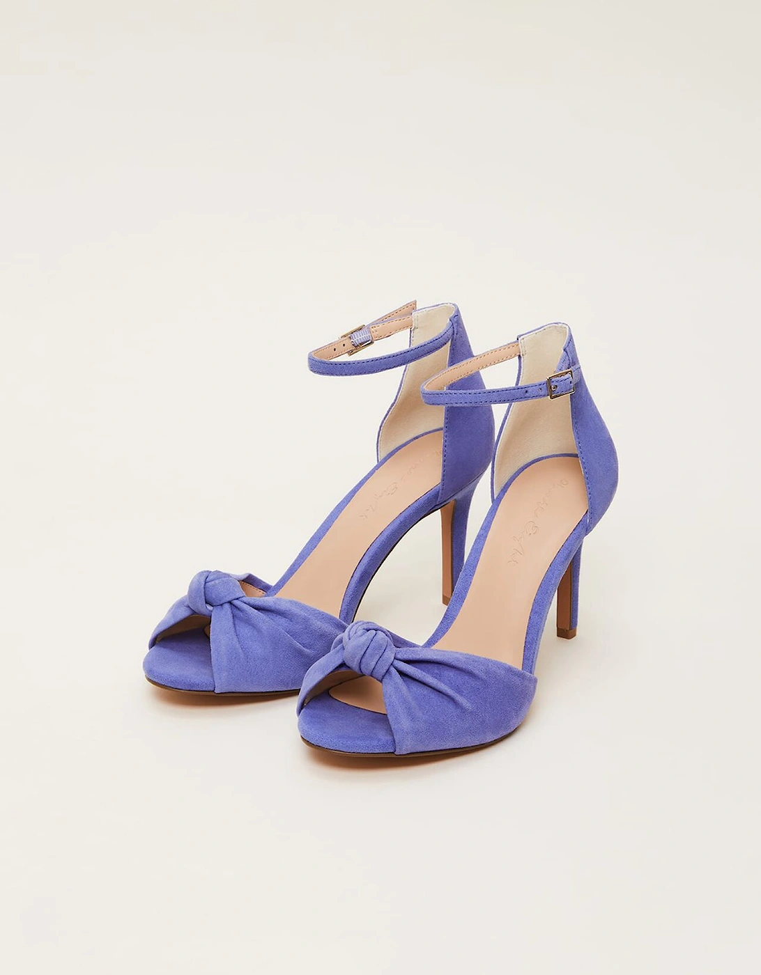 Blue Suede Open Toe Heels