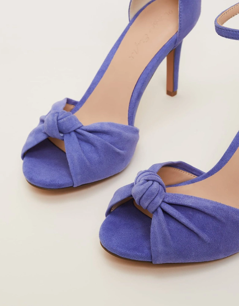 Blue Suede Open Toe Heels