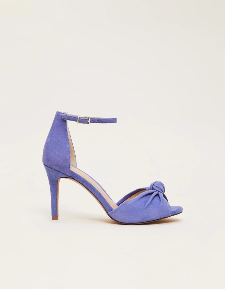 Blue Suede Open Toe Heels