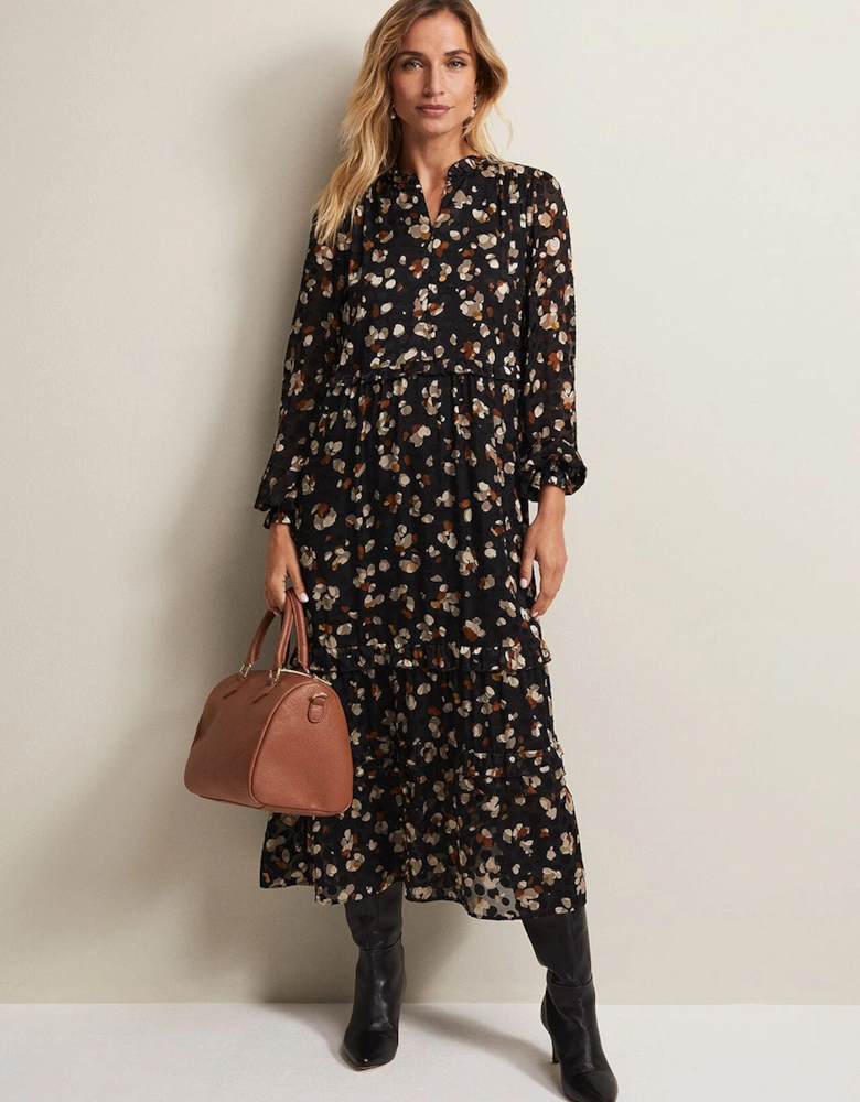 Karsyn Leopard Spot Textured Midi Dress