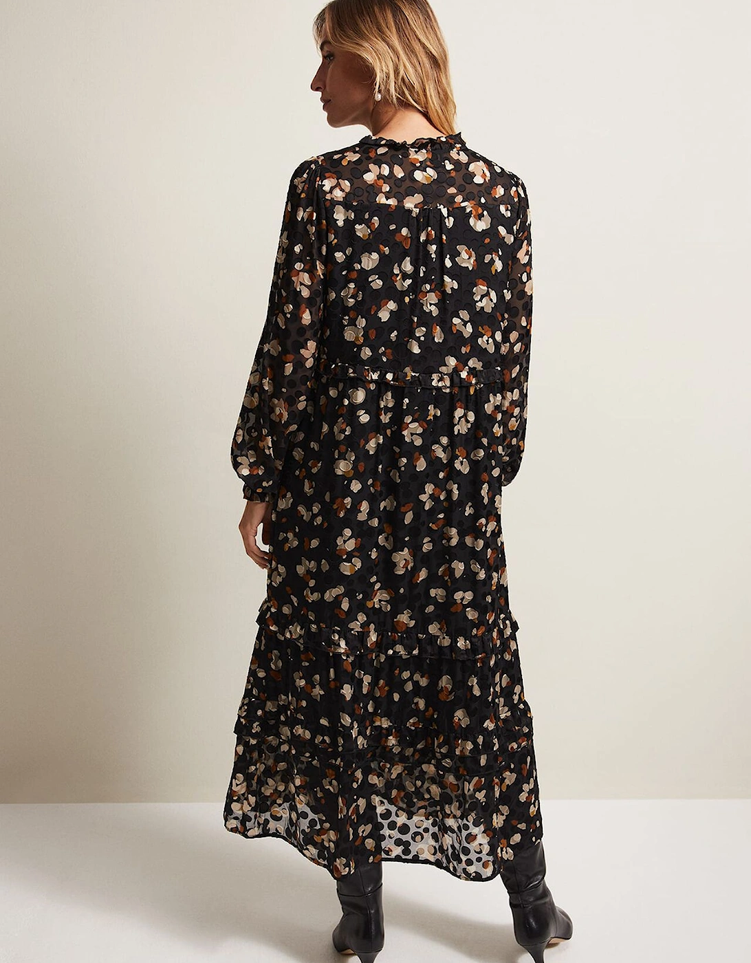 Karsyn Leopard Spot Textured Midi Dress