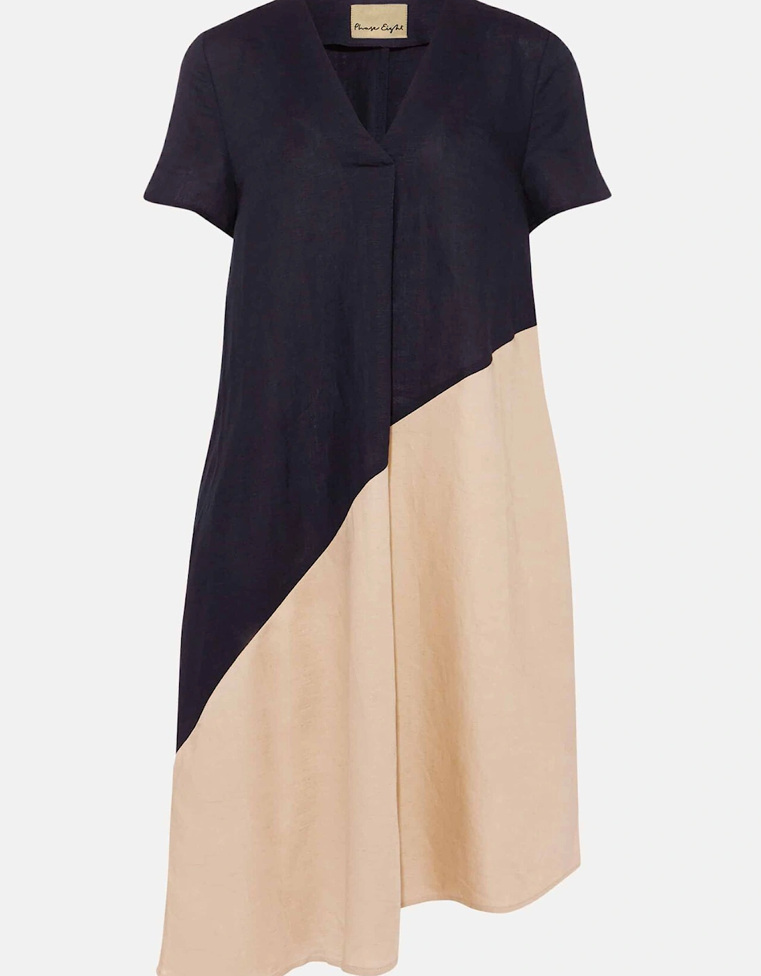 Doty Colourblock Linen-Blend Swing Dress