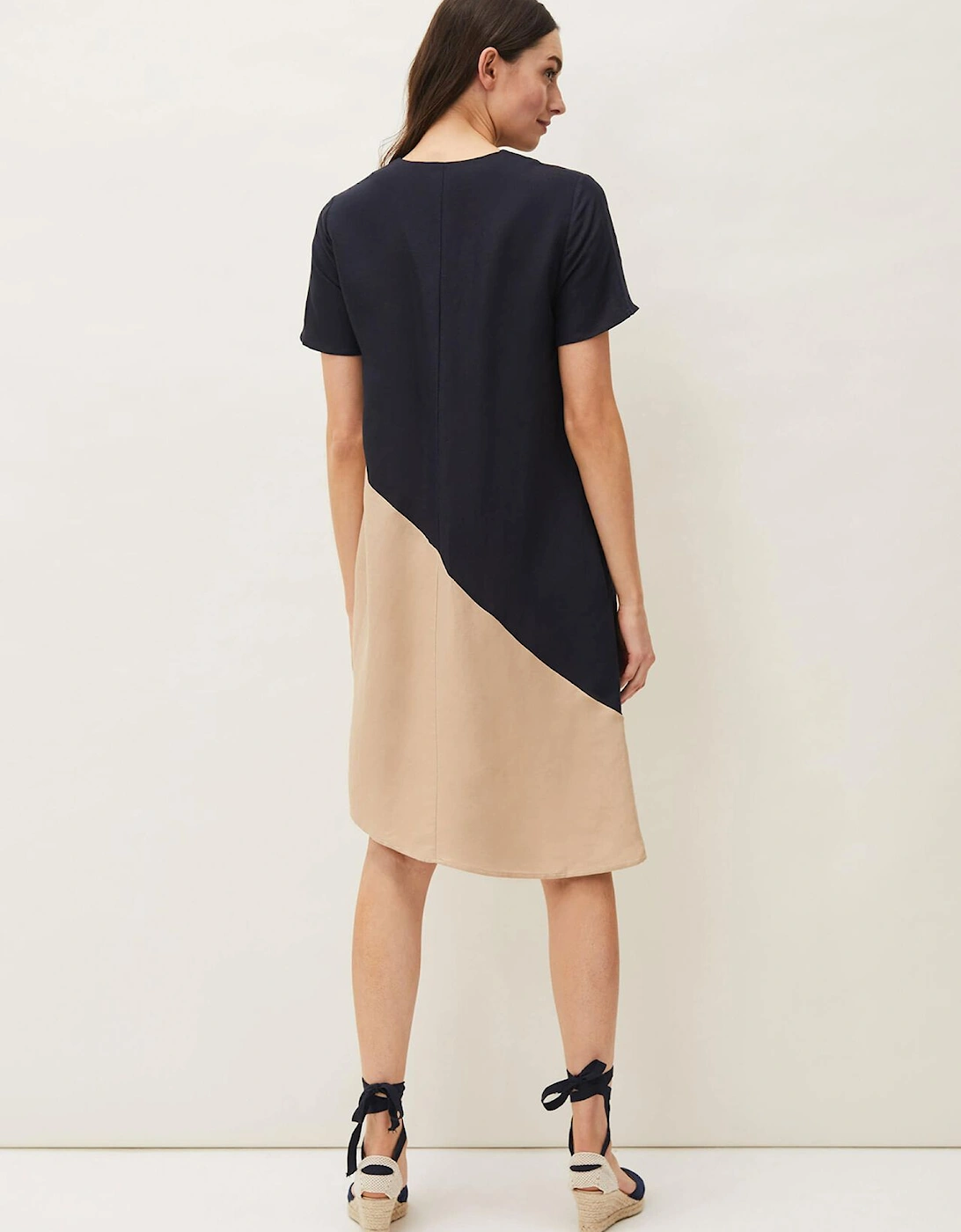 Doty Colourblock Linen-Blend Swing Dress