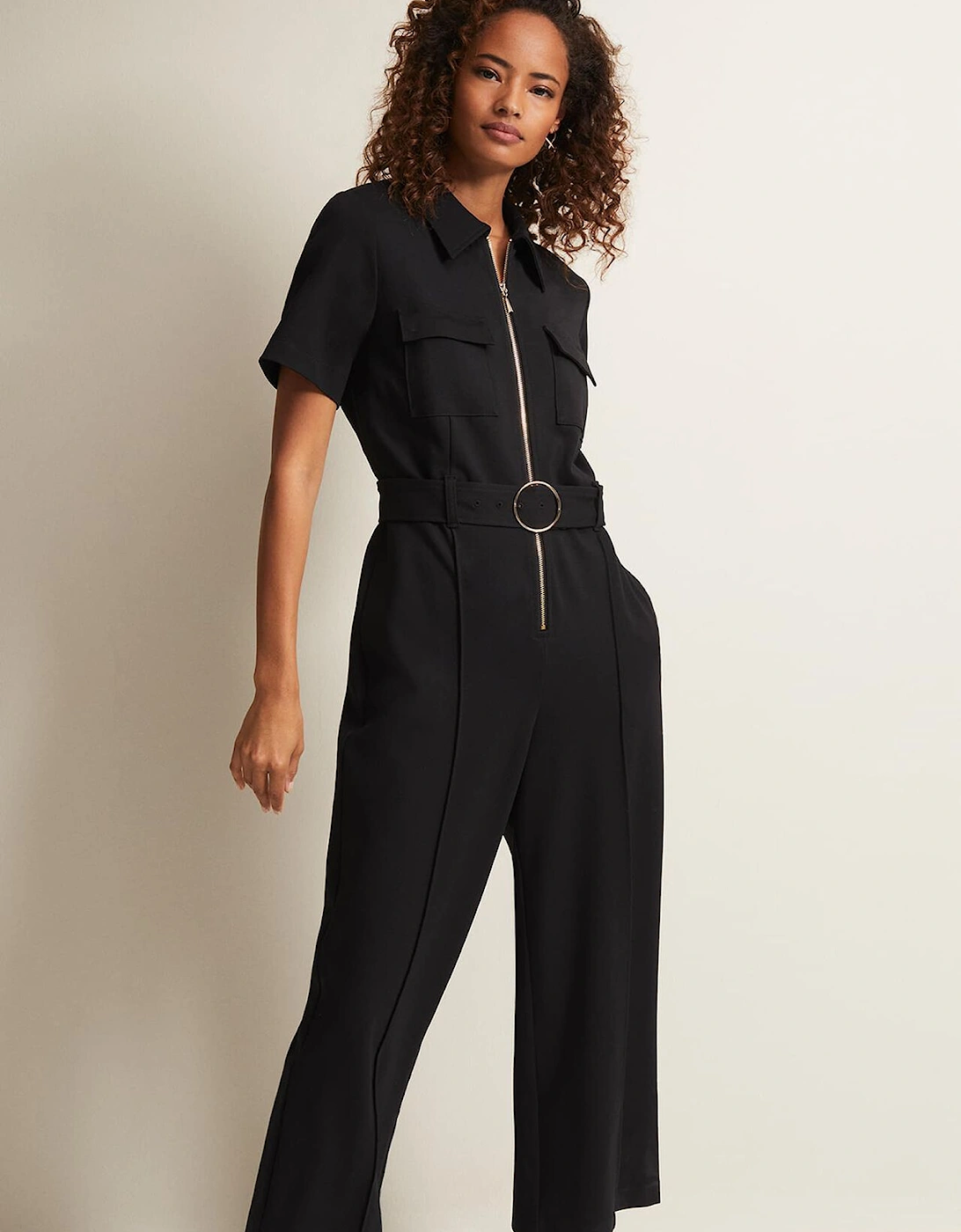 Polly Black Zip Jumpsuit